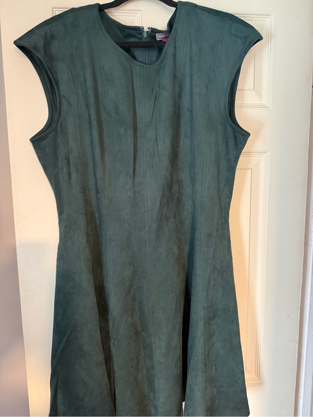 Vince Camuto Teal Suede-Look Cap Sleeve Mini Dress